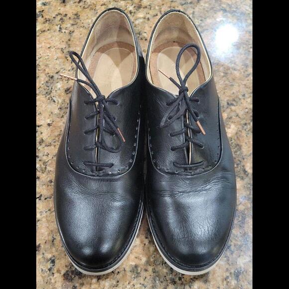The Office of Angela Scott Mr. Simone Black Leather Oxford Shoes Womens 38.5 8.5 - Picture 3 of 12